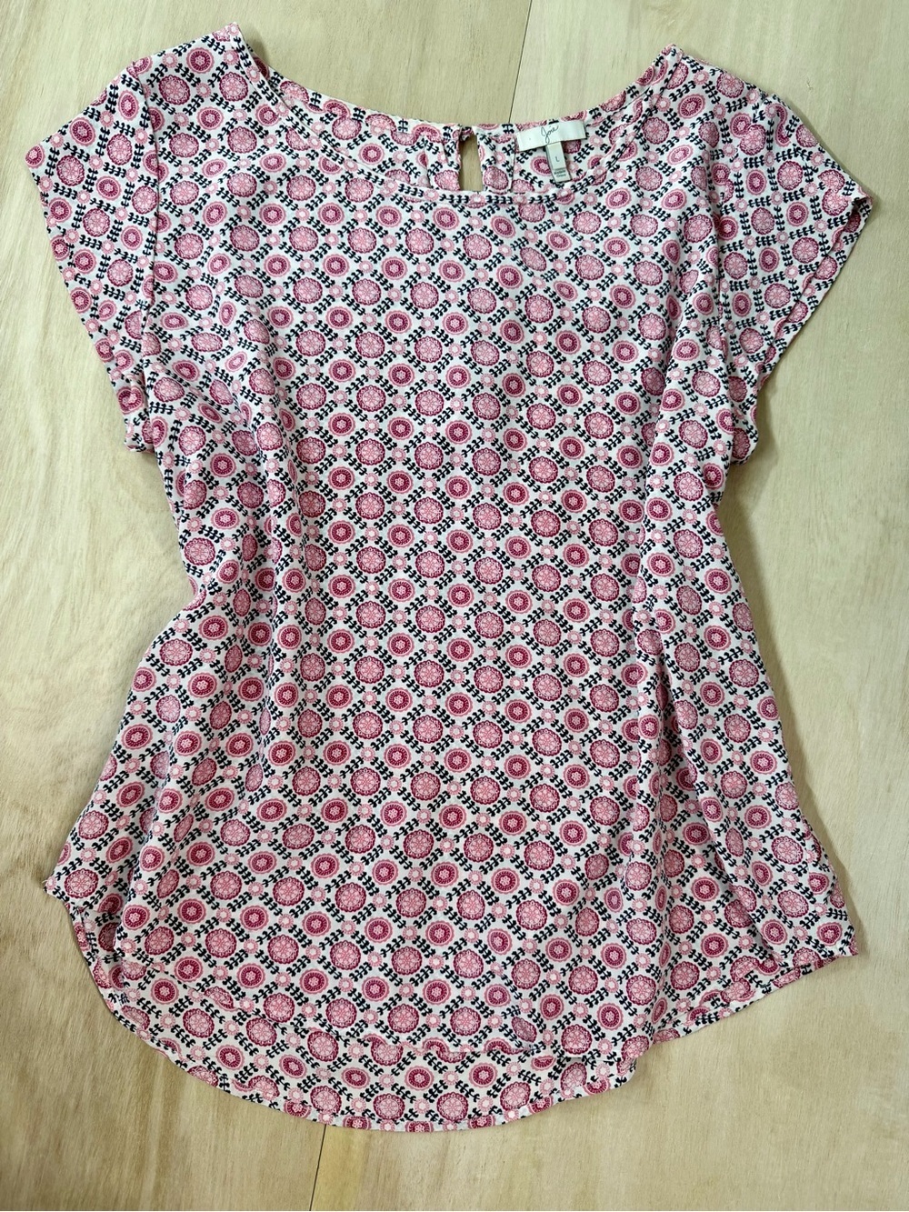 Joie 100% Silk Rancher B Geo Medallion Print Scoop Neck Blouse - Size Large